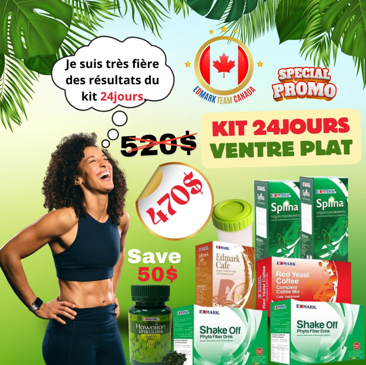 KIT 24 jours ventre plat avec spiruline hawaïenne | EDMARK